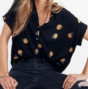 Madewell floral drapey central shirt S